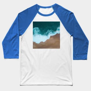 Blue Ocean Waves And Yellow Sand Baseball T-Shirt